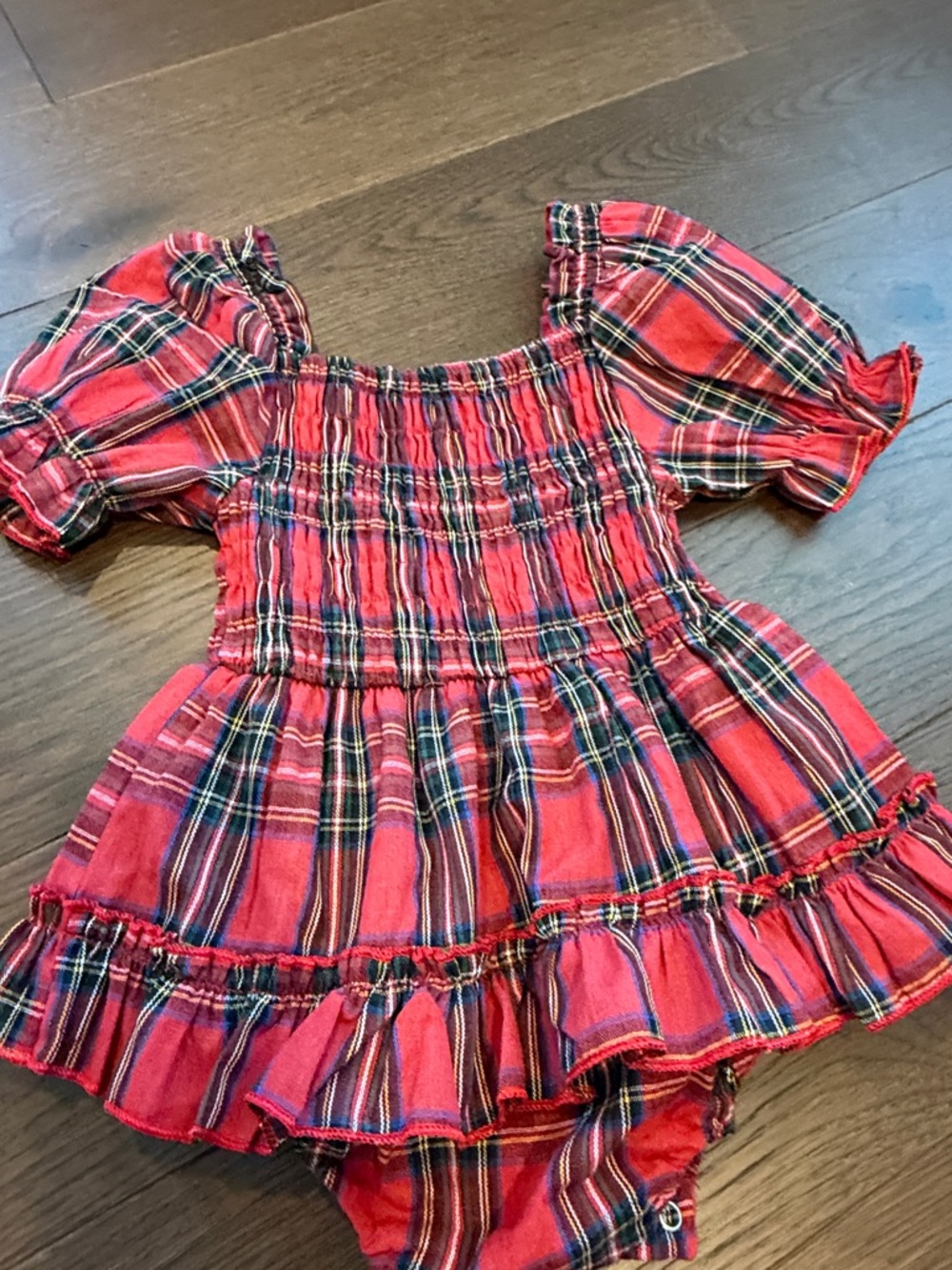 Red Plaid Ruffle Baby Romper/Dress Size 12-18 Months - C39-024 - Picture 5 of 5